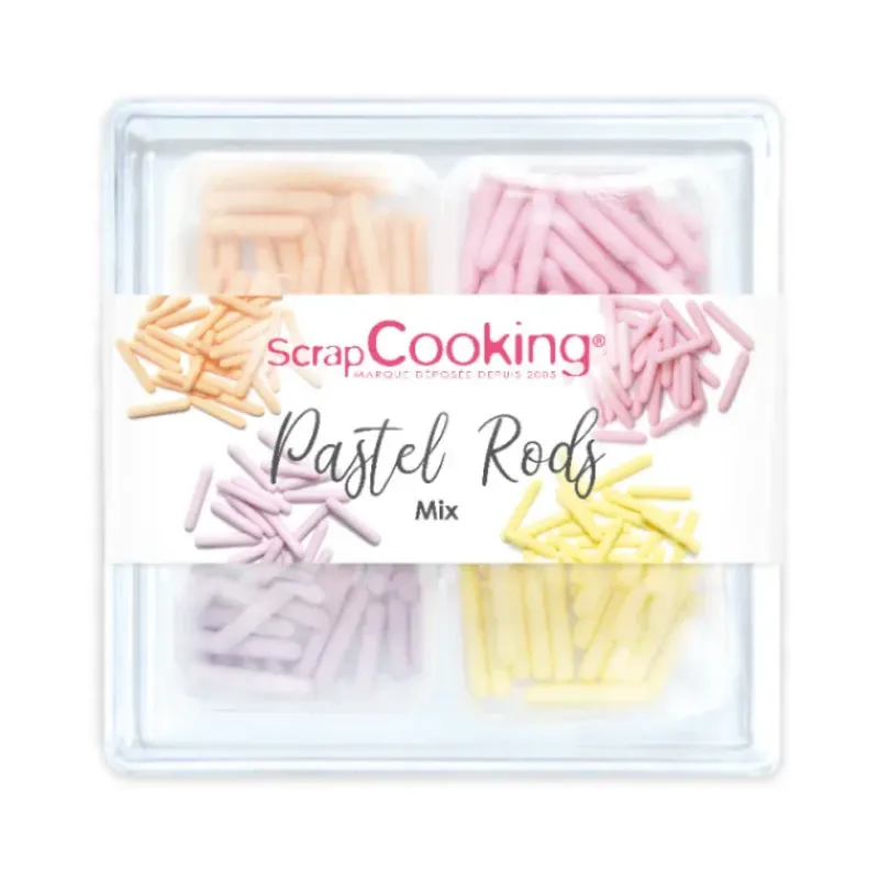 Décoration Comestible*SCRAPCOOKING 4 Décors en Sucre Pastel Rods 60 g