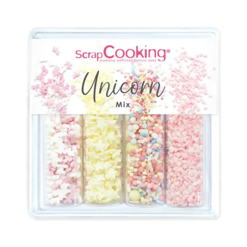 Décoration Comestible*SCRAPCOOKING 4 Décors en Sucre Unicorn Mix 60 g