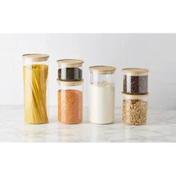 Conservation*MASTRAD Bocal en Verre 850 ml avec Couvercle Bambou Stor'eat