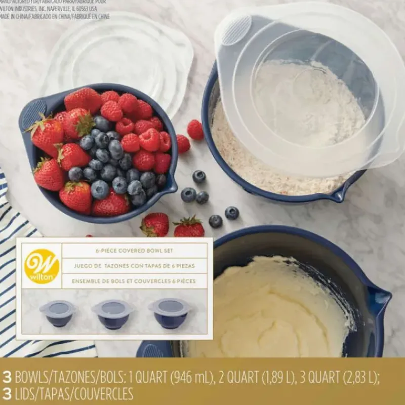 Bassines De Cuisine*WILTON Bol Plastique avec Couvercle 0,95 L / 1,89 L / 2,84 L (x3)