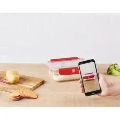 Conservation*MASTRAD Boîte de Conservation Connectée avec Compartiments 1 L Rouge Stor'eat