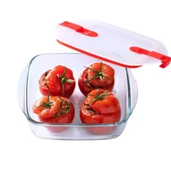 Conservation*PYREX Boîte de Conservation en Verre Carrée 20 x 17 cm 1 L Cook & Heat