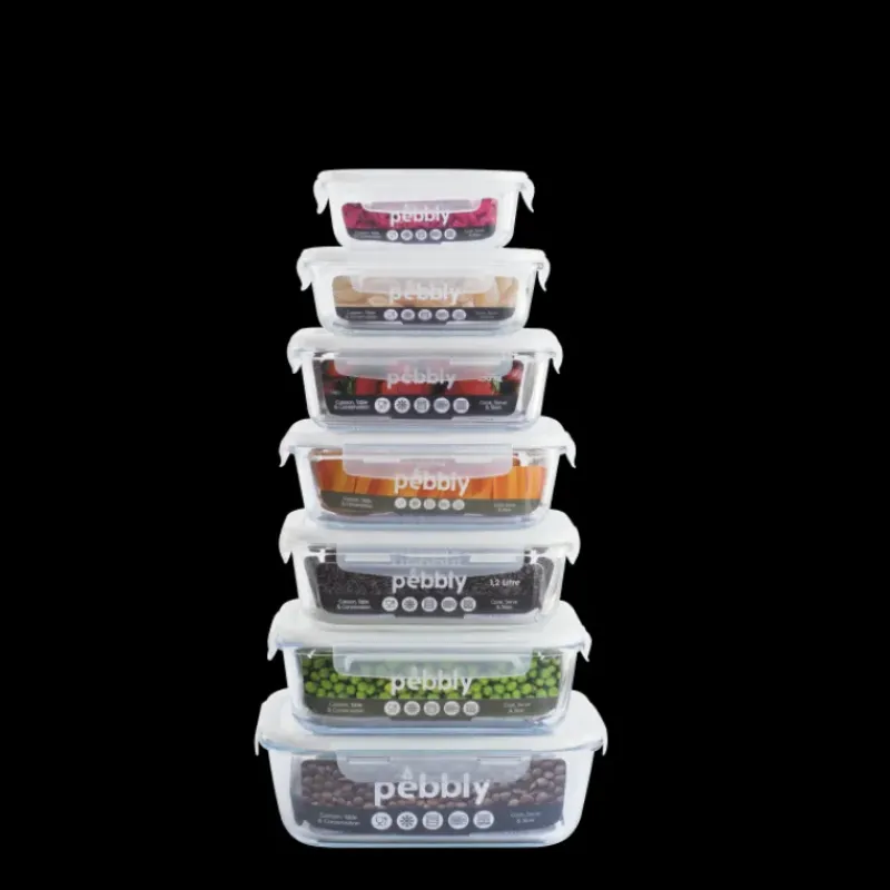 Plat De Cuisson|Conservation*PEBBLY Boîte de Conservation en Verre Rectangle 2,25 L
