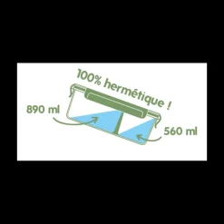 Plat De Cuisson|Conservation*PEBBLY Boîte de Conservation en Verre avec Compartiments Rectangle 1450 ml