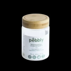Conservation*PEBBLY Boîte de Conservation en Verre et Bambou Rond 450 ml