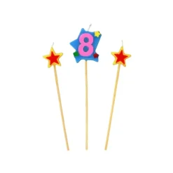 Décoration Gâteau*GATODECO Bougie Chiffre 8 avec 2 bougies étoiles Gatodéco