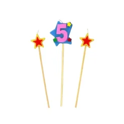 Décoration Gâteau*GATODECO Bougie Chiffre 5 avec 2 bougies étoiles Gatodéco