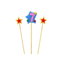 Décoration Gâteau*GATODECO Bougie Chiffre 7 avec 2 bougies étoiles Gatodéco