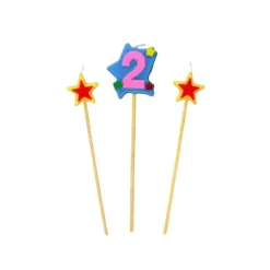 Décoration Gâteau*GATODECO Bougie Chiffre 2 avec 2 bougies étoiles Gatodéco