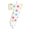 Décoration Gâteau*SCRAPCOOKING Bougie Chiffre 7 Blanche à Etoiles Multicolores