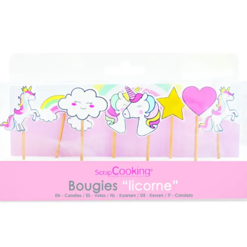 Décoration Gâteau*SCRAPCOOKING Bougie Licorne 7 cm (x8)