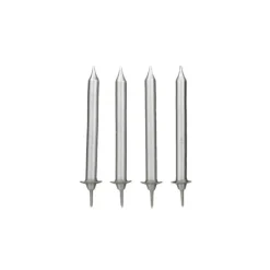 Décoration Gâteau*GATODECO Bougies Argentées (x12) avec bobèches Gatodéco