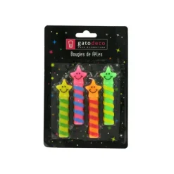 Décoration Gâteau*GATODECO Bougies Smileys Etoiles (x4) Gatodéco