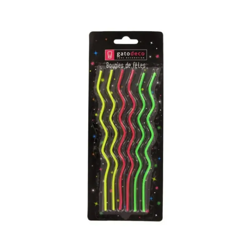 Décoration Gâteau*GATODECO Bougies Zig-Zag Multicolores (x6) Gatodéco