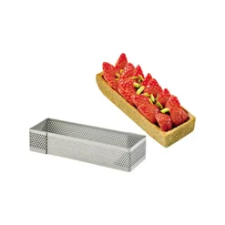 Cercle À Patisserie*MALLARD FERRIERE Cadre à Tarte Rectangle Inox Perforé 11x3.5 cm H.2 cm