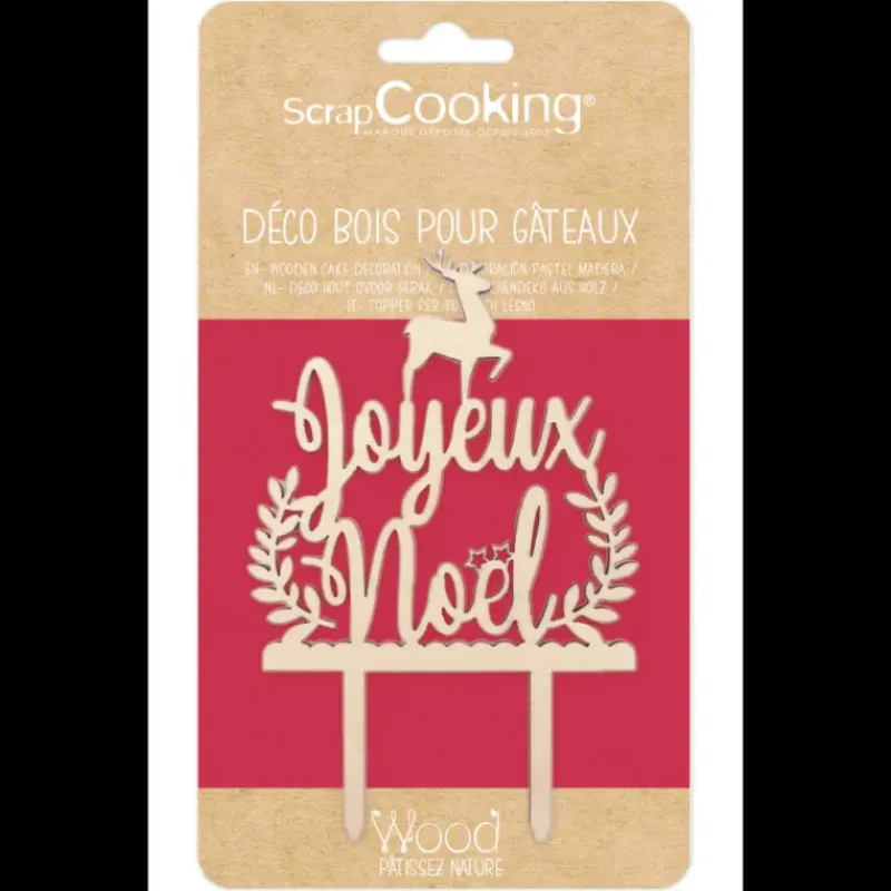 Décoration Gâteau*SCRAPCOOKING Cake Topper Bois Joyeux Noël 13cm