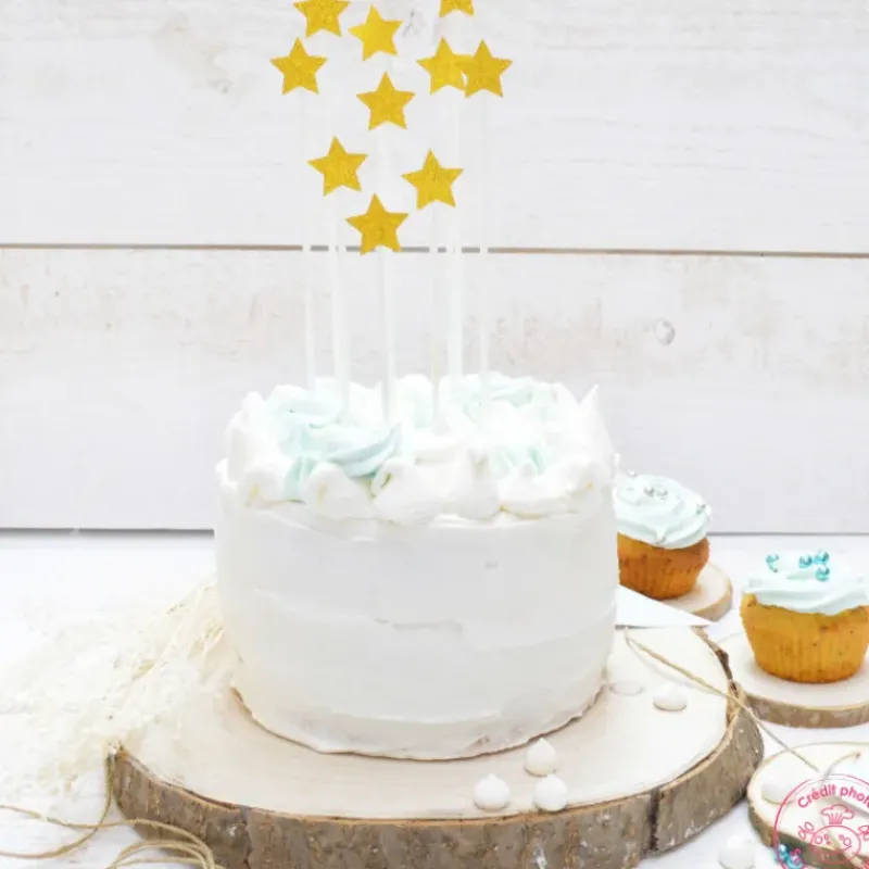 Décoration Gâteau*SCRAPCOOKING Cake Topper long 20 cm étoile doré (x10)