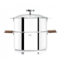 Casseroles*CRISTEL Casserole et Cuit Vapeur Inox Ø 20 cm Anses Noyer Biome
