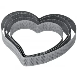 Cercle À Patisserie*PAVONI Cercle à Entremets Coeur Inox Micro-perforé 22,5 x 21 cm x H 3,5 cm