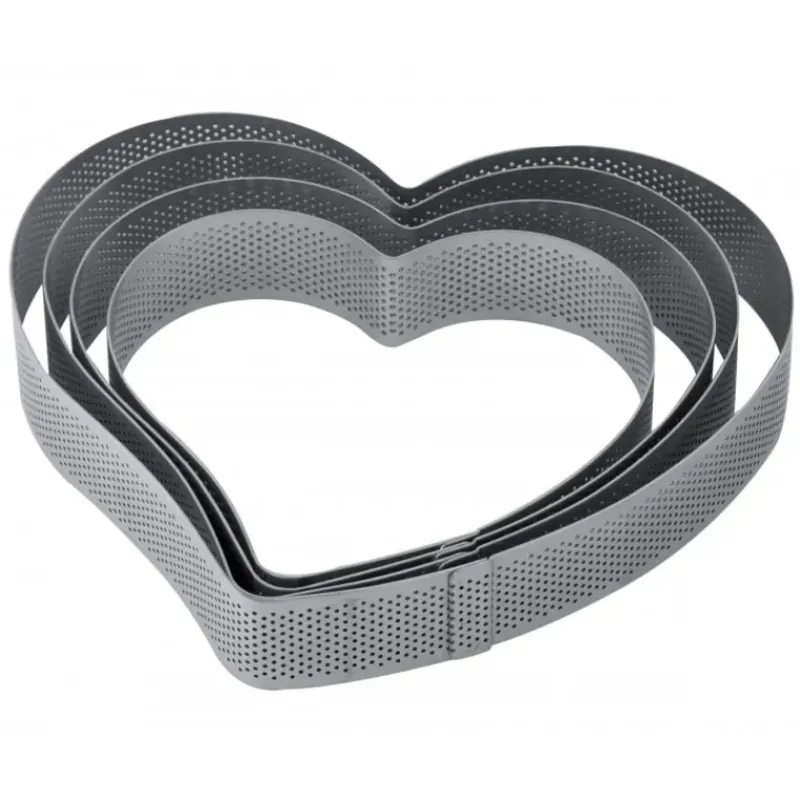 Cercle À Patisserie*PAVONI Cercle à Entremets Coeur Inox Micro-perforé 18 x 17 cm x H 3,5 cm