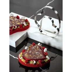 Cercle À Patisserie*PAVONI Cercle à Tarte Coeur Inox Micro-perforé 22,5 x 21 cm x H 2 cm