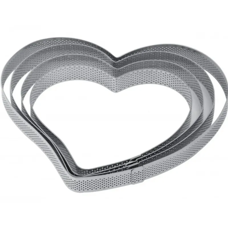 Cercle À Patisserie*PAVONI Cercle à Tarte Coeur Inox Micro-perforé 20,5 x 19 cm x H 2 cm