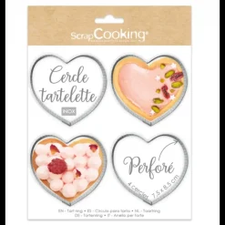 Cercle À Patisserie*SCRAPCOOKING Cercles à Tarte Individuels Perforés Cœur 7,5 x 8 cm (x4)
