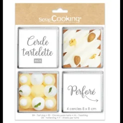 Cercle À Patisserie*SCRAPCOOKING Cercles à Tarte Individuels Perforés Carrés 8 cm (x4)