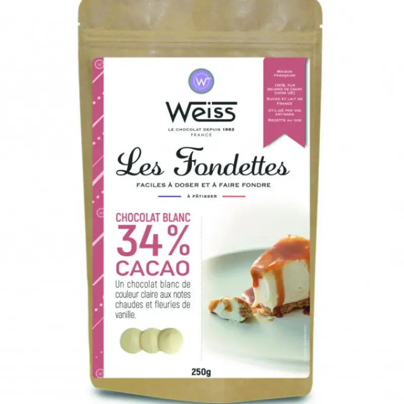 Chocolat De Couverture*WEISS Chocolat Blanc 34% Fondettes 250g
