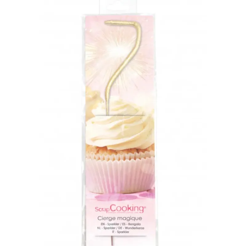 Décoration Gâteau*SCRAPCOOKING Cierge Magique Or 17,5 cm Chiffre 7