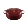 Cocotte En Fonte*LE CREUSET Cocotte en Fonte Ovale 31 cm Garnet Bouton Doré Signature
