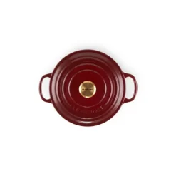 Cocotte En Fonte*LE CREUSET Cocotte en Fonte Ronde 20 cm Garnet Bouton Doré Signature