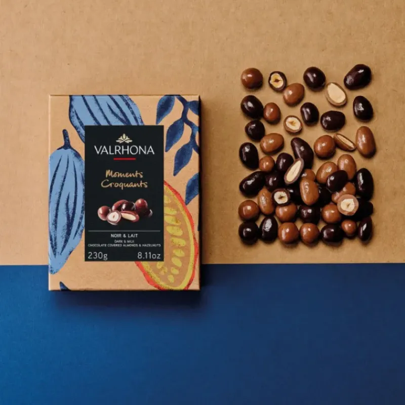 Chocolats À Offrir|Confiserie*VALRHONA Coffret Amandes et Noisettes Enrobées Chocolat Noir et Lait 230 g