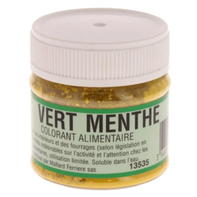 Colorants Alimentaires*MALLARD FERRIERE Colorant alimentaire Vert Menthe E102/E131 Poudre Hydrosoluble 20g