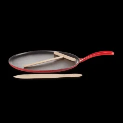 Poêles*LE CREUSET Crêpière Fonte Émaillée 27 cm Cerise avec Accessoires