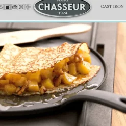 Poêles*CHASSEUR Crêpière Fonte Émaillée 30 cm Noir avec Accessoires