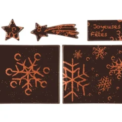 Décoration Comestible*FLORENSUC Décoration de Bûche de Noël Chocolat Joyeuses Fêtes (x1)