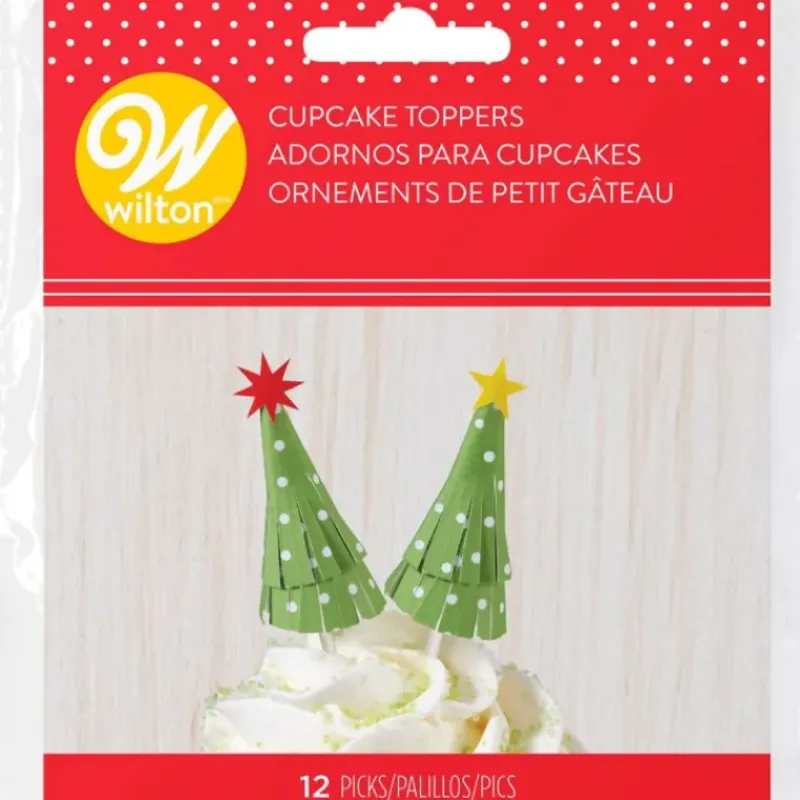 Décoration Gâteau*WILTON Décorations Sapins de Noël sur Piques (x12)