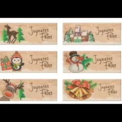 Décoration Comestible*CUISINEADDICT Décors Azyme Rectangle Joyeuses Fêtes 8,5 x 3,3 cm (x24)