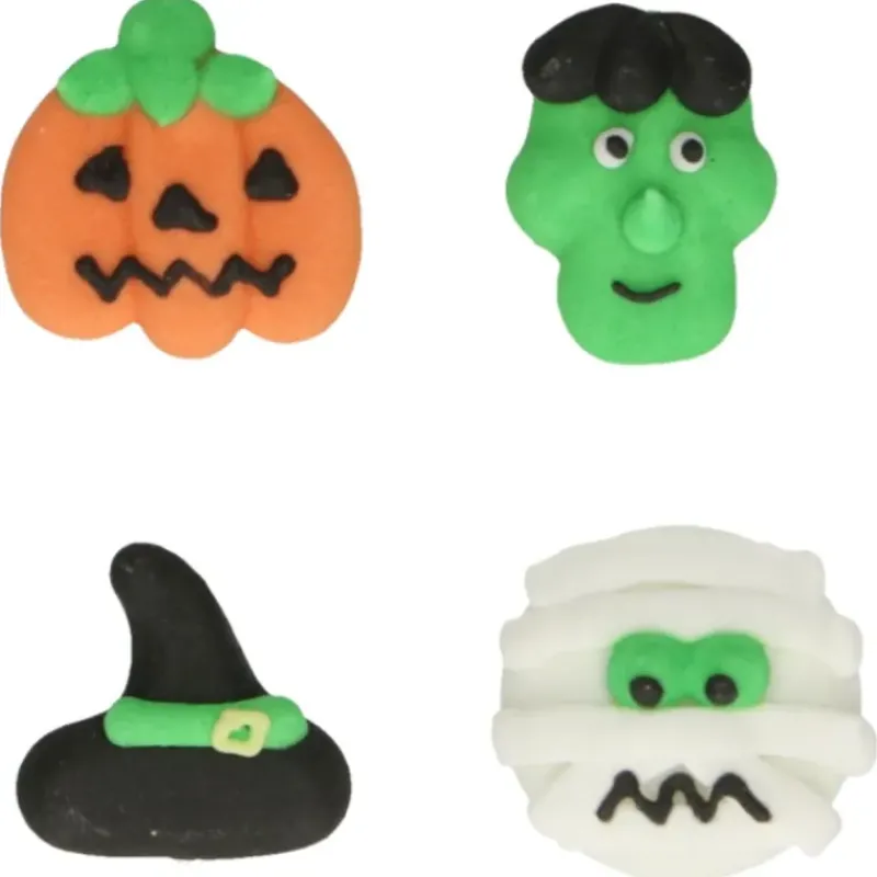 Décoration Comestible*FUNCAKES Décors en Sucre 4 Motifs Halloween (x12)