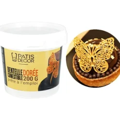 Décoration Comestible*PATISDECOR Dentelle comestible dorée 200 g Patisdécor
