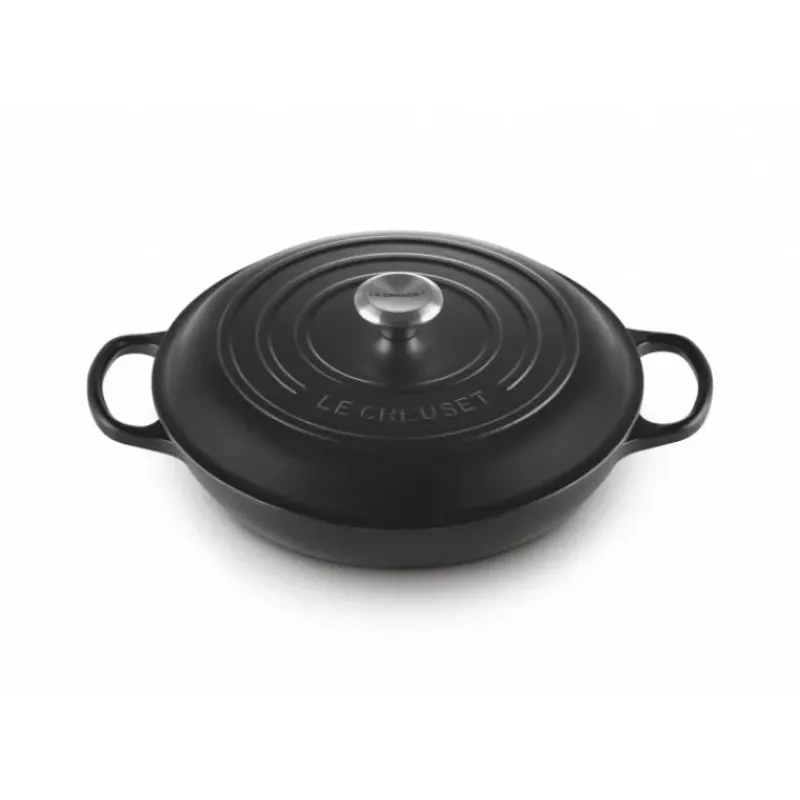 Faitout*LE CREUSET Faitout Noir Mat en Fonte avec Intérieur Noir 30 cm Signature