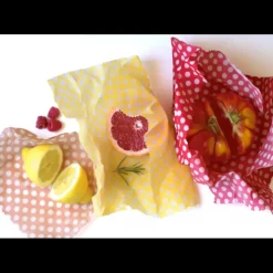 Conservation*PEBBLY Feuille Emballage Alimentaire Cire Abeille Pois (x3)