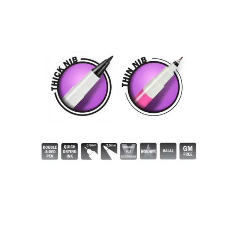 Décoration Comestible*RAINBOW DUST Feutre alimentaire Noir Jais double mines