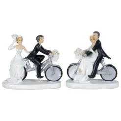 Décoration Gâteau*MALLARD FERRIERE Figurine Mariage Couple à Vélo 13 cm (x2)