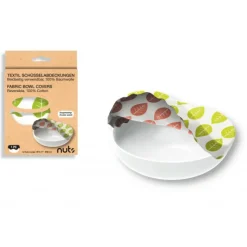 Conservation*NUTS FIN DE SERIE Couvercle réutilisable XL blanc motif feuille 100% coton