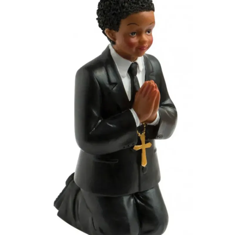 Décoration Gâteau*CUISINEADDICT FIN DE SERIE Sujet Communion Garçon Métisse 11 cm