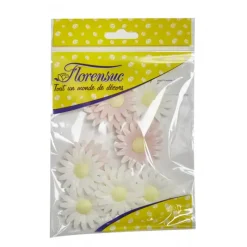 Produits Bio|Décoration Comestible*FLORENSUC Fleur Azyme Bio Marguerite Rose et Blanche 4,5 cm x10
