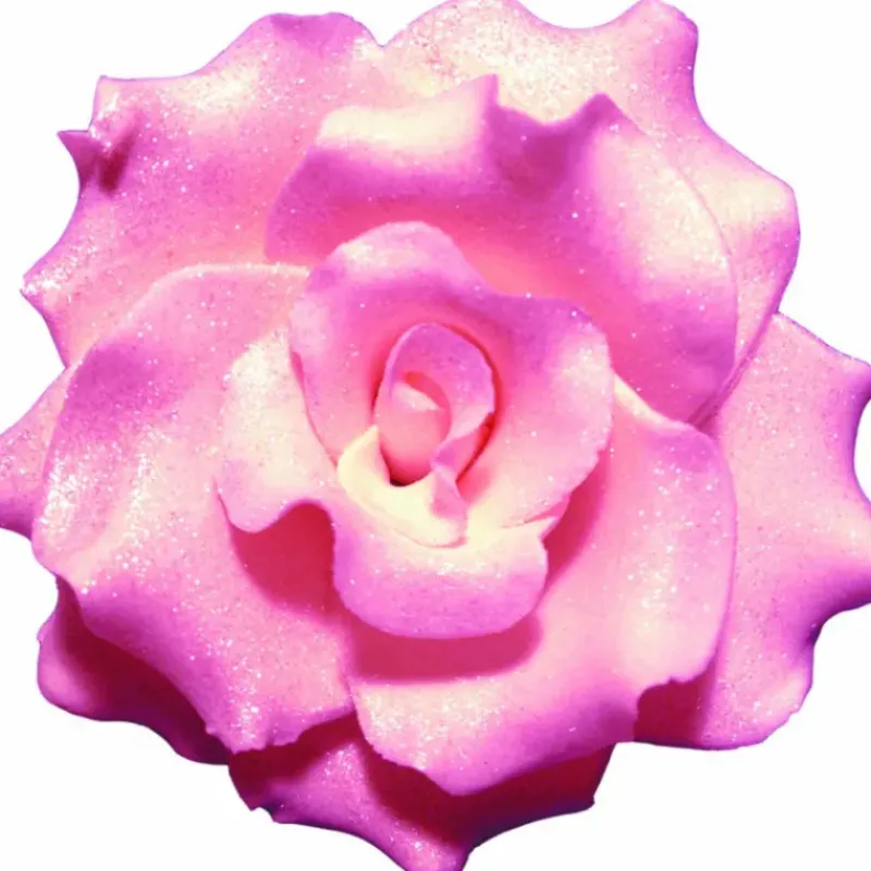 Décoration Comestible*MALLARD FERRIERE Fleur en sucre Rose frisées couleur rose Ø 7 cm Mallard Ferrière