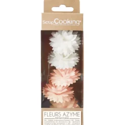 Décoration Comestible*SCRAPCOOKING Fleurs Azyme Dahlias Blancs et Roses (x5)